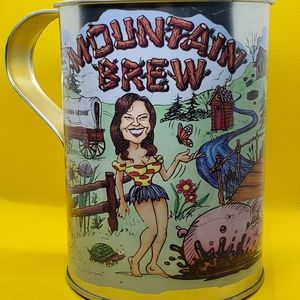 Mountain Brew Beer Mug Tin Metal Advertising Collectible Old Fashioned Soda (C1)
